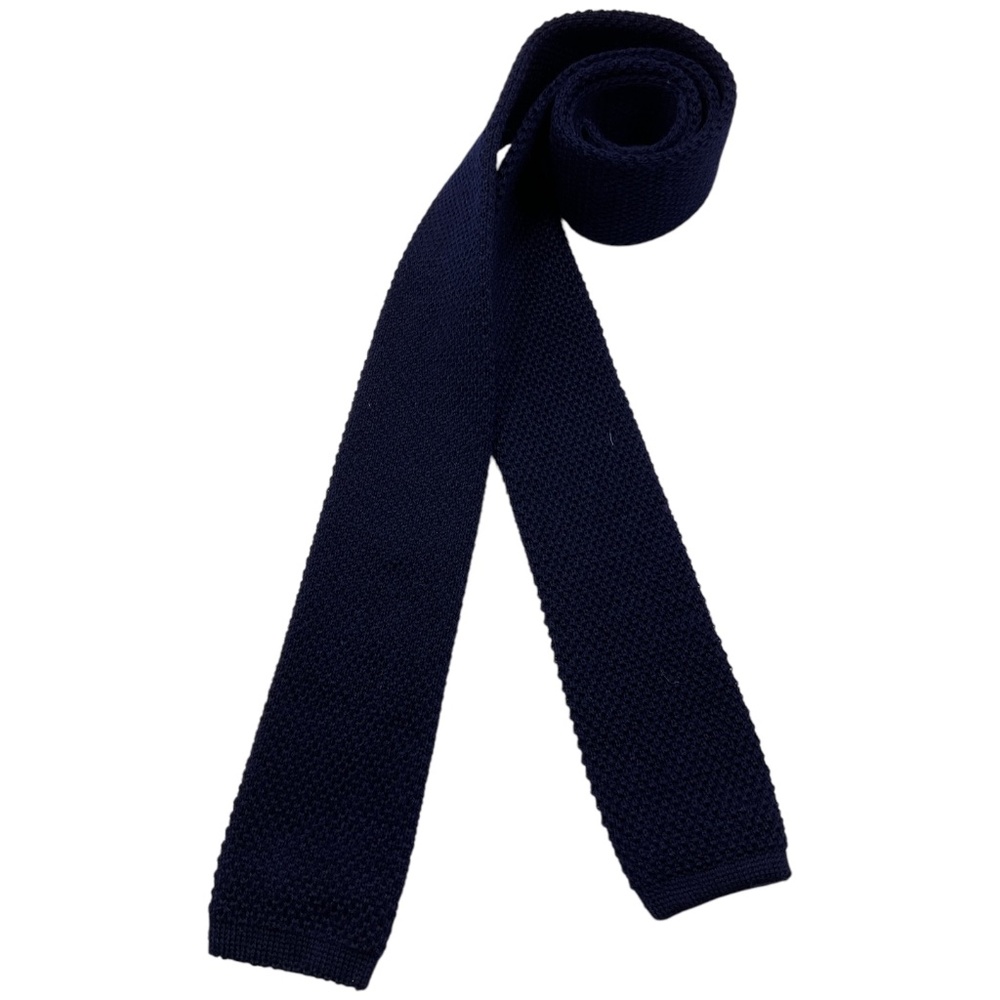 🆕BURTON Solid Navy Knit Wool LUXURY Slim Tie